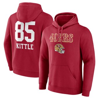 Men's San Francisco 49ers George Kittle Scarlet Team Wordmark Name & Number Pullover Hoodie