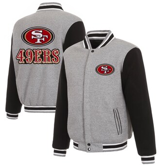 Men's San Francisco 49ers JH Design Gray/Black Reversible Fleece Full-Snap Jacket