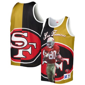 Men's San Francisco 49ers Jerry Rice Mitchell & Ness Black/Gold Retired Player Graphic Tank Top