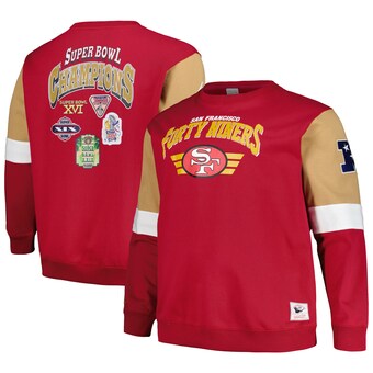 Men's San Francisco 49ers Mitchell & Ness Scarlet Big & Tall Fleece Pullover Sweatshirt