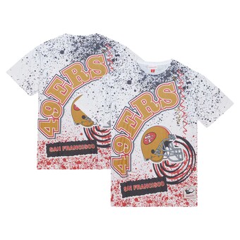 Men's San Francisco 49ers Mitchell & Ness White Team Burst Sublimated T-Shirt