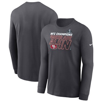 Men's San Francisco 49ers Nike Anthracite 2023 NFC Champions Locker Room Trophy Collection Long Sleeve T-Shirt