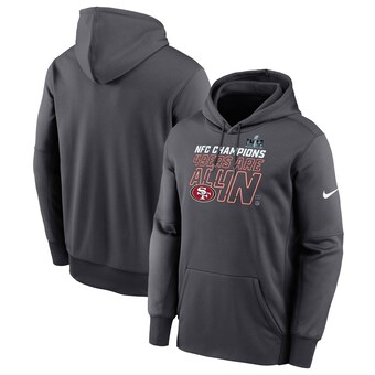 Men's San Francisco 49ers  Nike Anthracite 2023 NFC Champions Locker Room Trophy Collection Pullover Hoodie