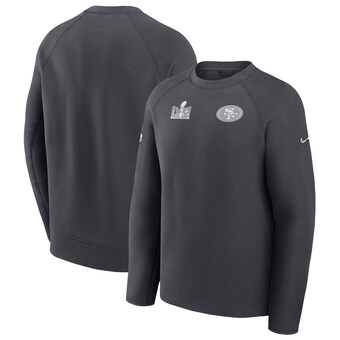 Men's San Francisco 49ers  Nike Anthracite Super Bowl LVIII Opening Night Tech Fleece Pullover Sweatshirt