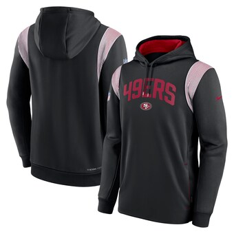 Men's San Francisco 49ers Nike Black Sideline Athletic Stack Performance Pullover Hoodie