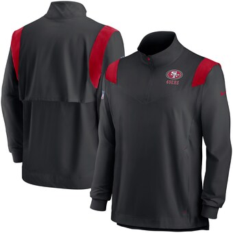 Men's San Francisco 49ers Nike Black Sideline Coach Chevron Lockup Quarter-Zip Long Sleeve Top