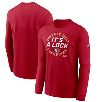 Men's San Francisco 49ers  Nike Scarlet 2023 NFC West Division Champions Locker Room Trophy Collection Long Sleeve T-Shirt