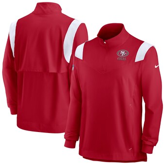 Men's San Francisco 49ers Nike Scarlet Sideline Coaches Chevron Lockup Quarter-Zip Top