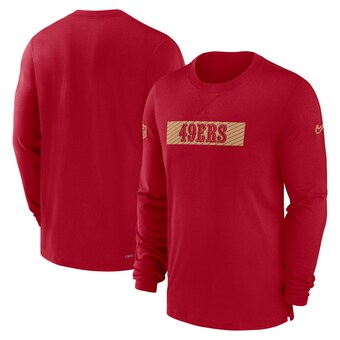 Men's San Francisco 49ers Nike Scarlet Sideline Player Performance Long Sleeve T-Shirt