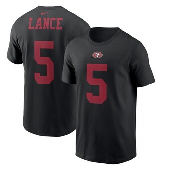 Men's San Francisco 49ers Trey Lance Nike Black 2021 NFL Draft First Round Pick Player Name & Number T-Shirt