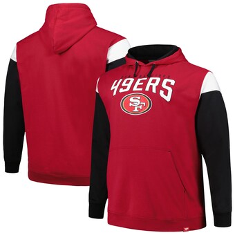 Men's San Francisco 49ers Profile Scarlet Big & Tall Trench Battle Pullover Hoodie