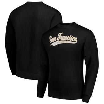 Men's San Francisco 49ers Starter Black Tailsweep Team Graphic Tri-Blend Fleece Pullover Sweatshirt