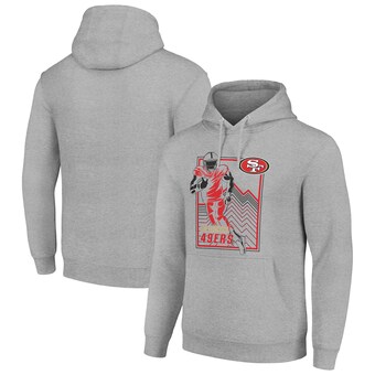 Men's San Francisco 49ers Starter Heather Gray Player Grid Pullover Hoodie