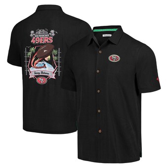 Men's San Francisco 49ers Tommy Bahama Black Tidal Kickoff Camp Button-Up Shirt