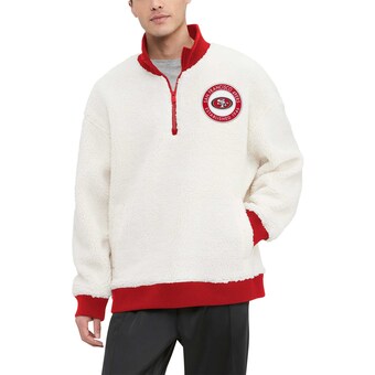 Men's San Francisco 49ers  Tommy Hilfiger Cream Jordan Sherpa Quarter-Zip Sweatshirt