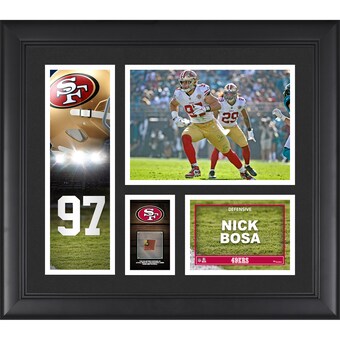 San Francisco 49ers Nick Bosa Fanatics Authentic Framed 15" x 17" Player Collage with a Piece of Game-Used Ball