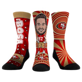 Unisex San Francisco 49ers Nick Bosa Rock Em Socks Three-Pack Bobblehead Crew Socks Set