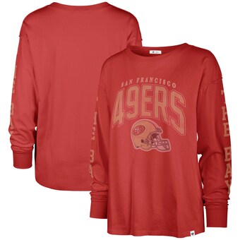 Women's San Francisco 49ers '47 Scarlet Plus Size Honey Cat SOA Long Sleeve T-Shirt