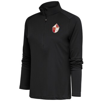 Women's San Francisco 49ers Antigua Charcoal Throwback Logo Tribute Half-Zip Pullover Top