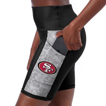 Women's San Francisco 49ers Certo Black High Waist Logo Two-Pocket Biker Shorts