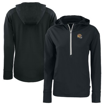 Women's San Francisco 49ers  Cutter & Buck Black Helmet Daybreak Eco Recycled Half-Zip Hoodie