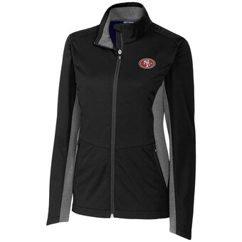 Women's San Francisco 49ers Cutter & Buck Black Navigate Softshell Full-Zip Jacket