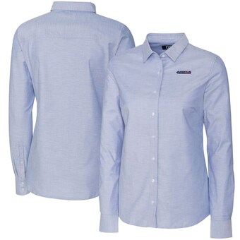 Women's San Francisco 49ers Cutter & Buck Light Blue Oxford Stretch Long Sleeve Button-Up Shirt