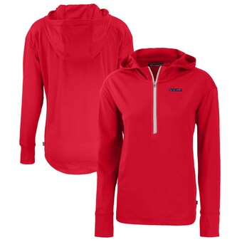 Women's San Francisco 49ers Cutter & Buck Scarlet  Daybreak Eco Recycled Half-Zip Hoodie