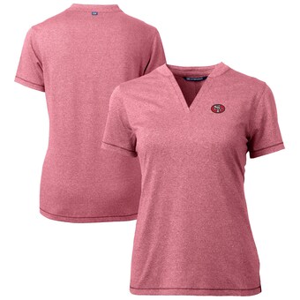 Women's San Francisco 49ers Cutter & Buck Scarlet Throwback Logo Forge Blade V-Neck Polo