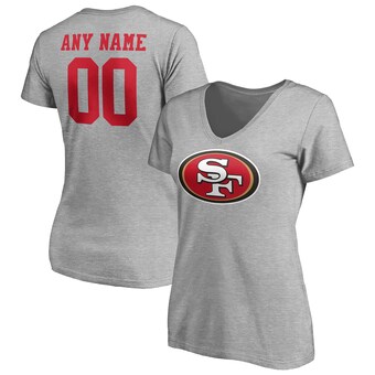 Women's San Francisco 49ers Gray Team Authentic Custom V-Neck T-Shirt