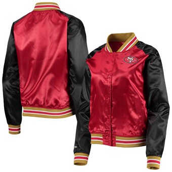 San Francisco 49ers Mitchell & Ness Women's Team 2.0 Satin Raglan Full-Snap Jacket - Scarlet