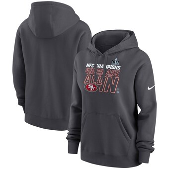 Women's San Francisco 49ers  Nike Anthracite 2023 NFC Champions Locker Room Trophy Collection Pullover Hoodie