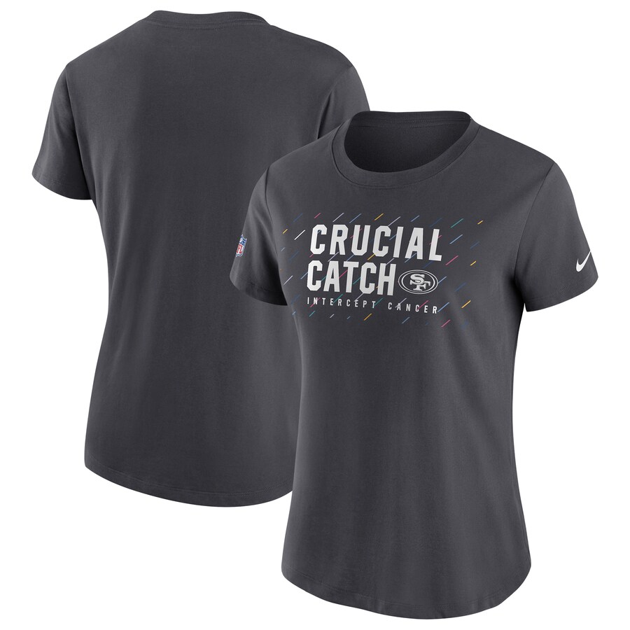 Women's San Francisco 49ers Nike Anthracite NFL Crucial Catch Performance T-Shirt