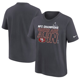 Youth San Francisco 49ers  Nike Anthracite 2023 NFC Champions Locker Room Trophy Collection T-Shirt