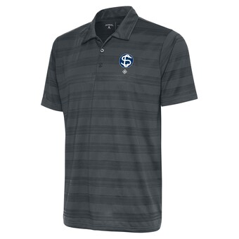 Men's Santa Clara Leopardos Antigua Charcoal Compass Polo