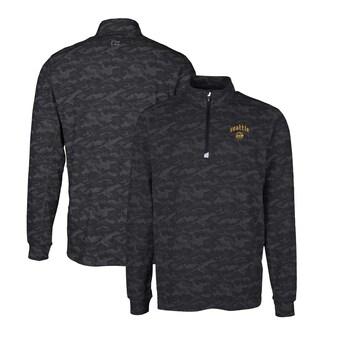 Men's Seattle Mariners Cutter & Buck Black City Connect Big & Tall Traverse Camo Print Stretch Quarter-Zip Pullover Top