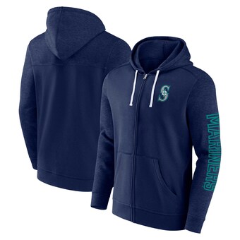 Men's Seattle Mariners Fanatics Navy Offensive Line Up Lightweight Full-Zip Hoodie