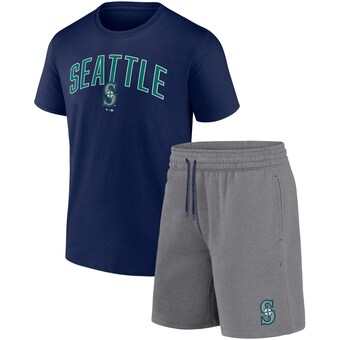 Men's Seattle Mariners Fanatics Navy/Heather Gray Arch T-Shirt & Shorts Combo Set