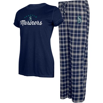 Women's Seattle Mariners Concepts Sport Navy/Gray Arctic T-Shirt & Flannel Pants Sleep Set