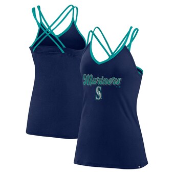 Women's Seattle Mariners Fanatics Navy Go For It Strappy V-Neck Tank Top