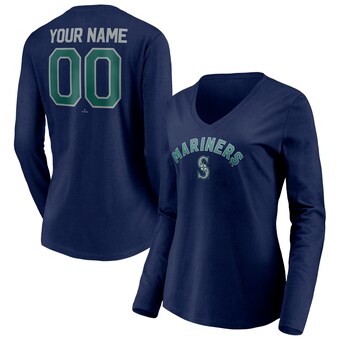 Women's Seattle Mariners Fanatics Navy Personalized Winning Streak Name & Number Long Sleeve V-Neck T-Shirt