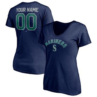 Women's Seattle Mariners Fanatics Navy Personalized Winning Streak Name & Number V-Neck T-Shirt