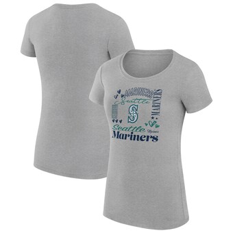 Women's Seattle Mariners G-III 4Her by Carl Banks Heather Gray Collage Team Graphic Crew Neck Fitted T-Shirt
