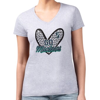 Women's Seattle Mariners G-III 4Her by Carl Banks Heather Gray Leopard Heart Fitted V-Neck T-Shirt