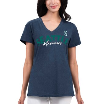 Women's Seattle Mariners G-III 4Her by Carl Banks Navy Key Move V-Neck T-Shirt