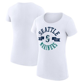 Women's Seattle Mariners G-III 4Her by Carl Banks White City Graphic Fitted T-Shirt