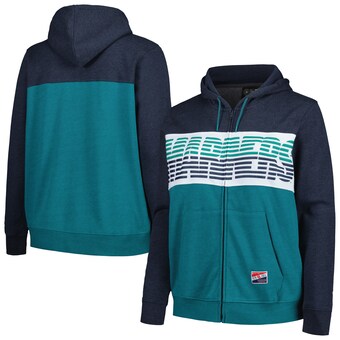 Women's Seattle Mariners New Era Aqua Plus Size Color Block Full-Zip Hoodie