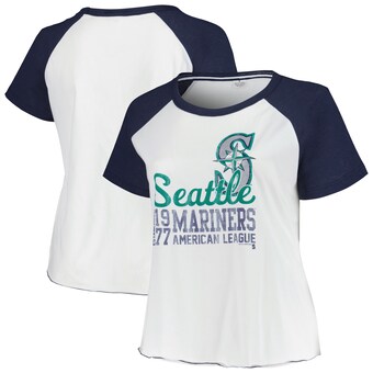 Women's Seattle Mariners Soft as a Grape White Plus Size Baseball Raglan T-Shirt