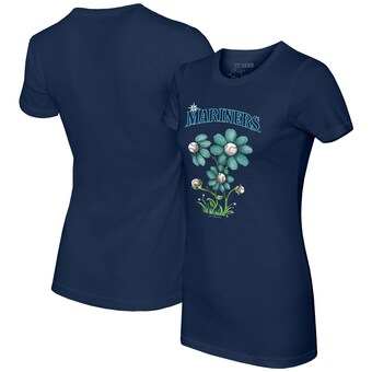 Women's Seattle Mariners Tiny Turnip Navy Blooming Baseballs T-Shirt