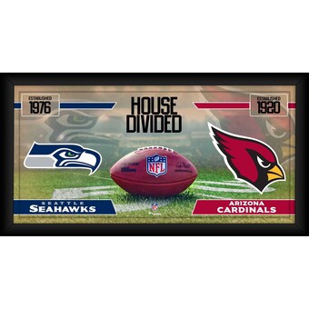 Seattle Seahawks vs. Arizona Cardinals Fanatics Authentic Framed 10" x 20" House Divided Football Collage